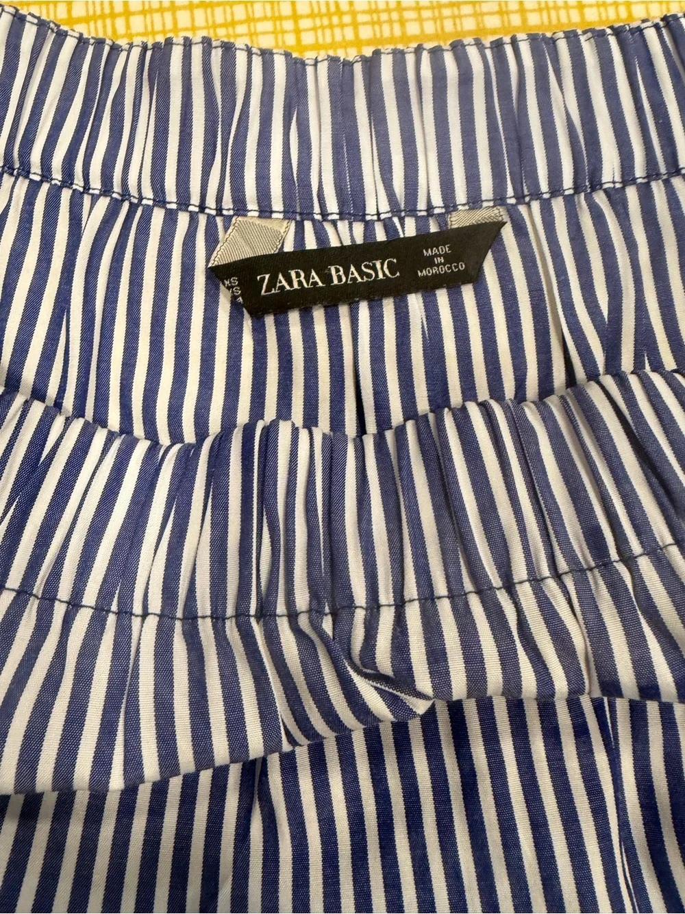 Zara Blue and White Striped Off-Shoulder Blouse